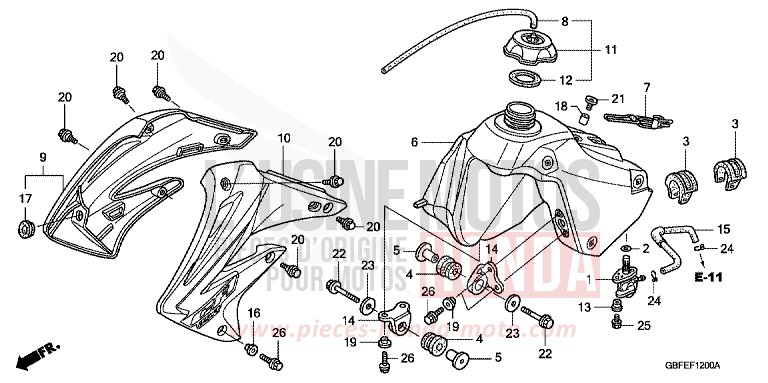 RESERVOIR A CARBURANT de CR85R "Grandes Roues" EXTREME RED (R292) 2007